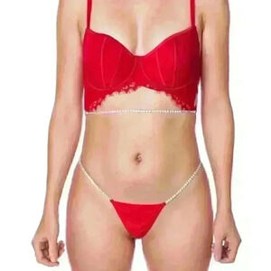 Soft Cup Rhinestone Lace Bra,  Eclipse